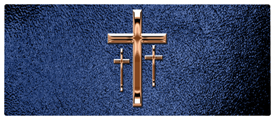 DNSEMP-L-517-BZ-SH-BL Bronze 3 Crosses Shimmer Blue